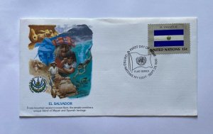 UN FDC , 	EL SALVADOR , AND ITS FLAG 	1980			SINGLE 	15	CENTS 