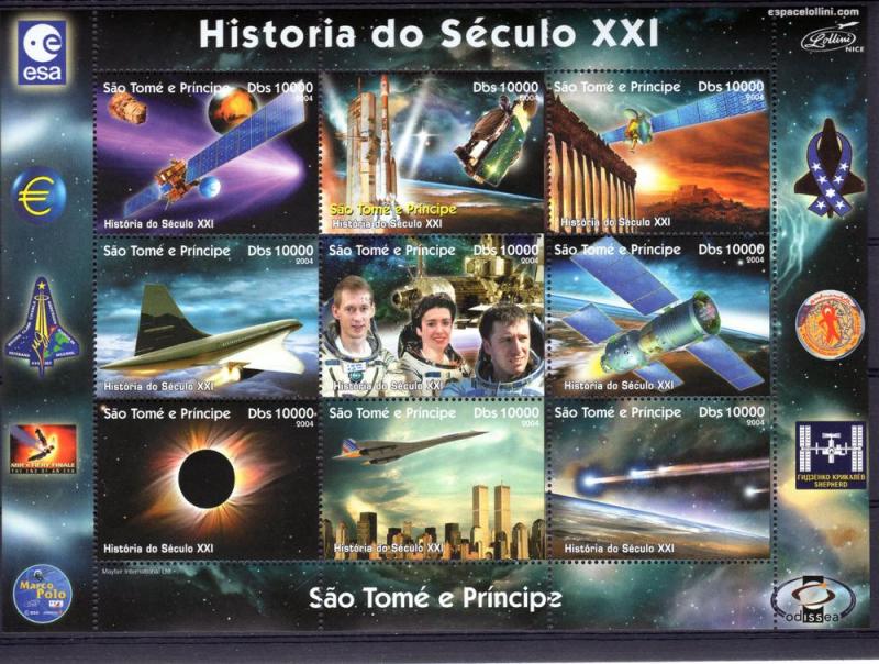 Sao Tome and Principe 2004  Halley's Comet/Concorde/Space Shlt (9) Perf.MNH