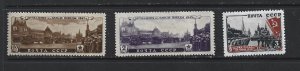 RUSSIA - 1946 VICTORY PARADE MOSCOW - SCOTT 1029 TO 1031 - MH