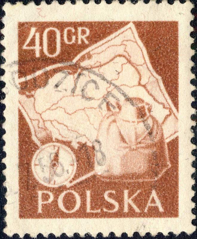 POLOGNE / POLAND 1956 Mi967A 40gr Hiking p.12 1/2:12 3/4 - VF Used