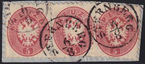 Austria - 1863 - Scott #24 - 3x used on piece - STERNBERG pmk Czech Republic