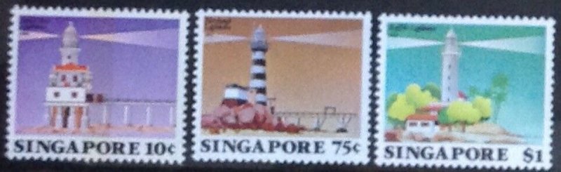 SINGAPORE 1982 LIGHTHOUSES SET AND MINISHEET SG427-9 .MS430  UNMOUNTED  MINT.