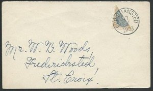 DANISH WEST INDIES 1903 4c bisected on cover Christiansted cds.............61223