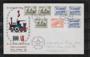Sweden 1956 Cachet Cover, Transportation, Trains VF-XF ! (RS-2)