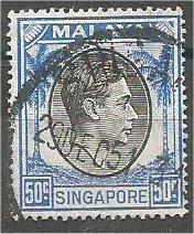 SINGAPORE, 1948, used 50c, King George VI, Scott 17