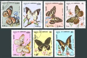 Cambodia 691-697,CTO.Mi 769-775. Butterflies 1986. Danaus genutia, sita, Dabasa