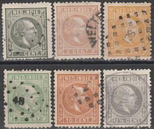 Netherlands Indies #4-5, 7-10  F-VF Used CV $31.00  (A16636)