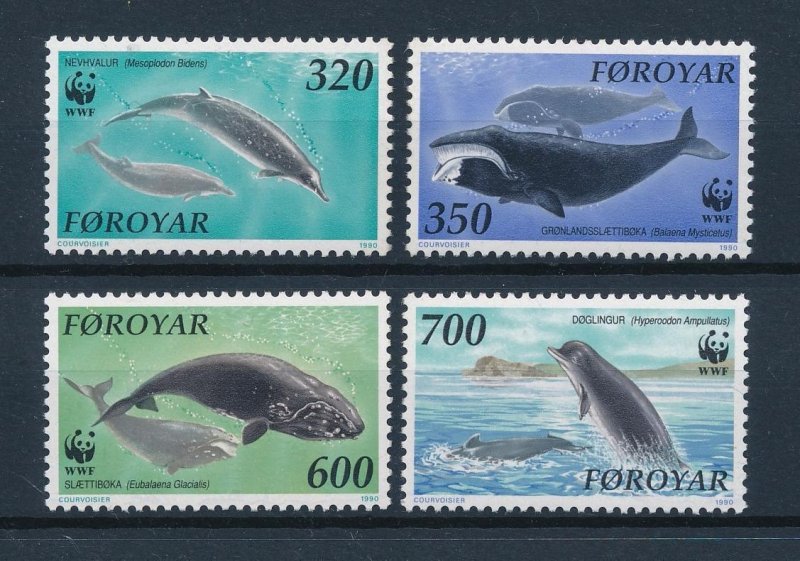 [53903] Faroe Islands 1990 Marine life whales dolphins WWF  MNH