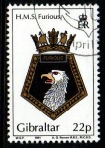 GIBRALTAR SG653 1991 22p NAVAL CRESTS USED