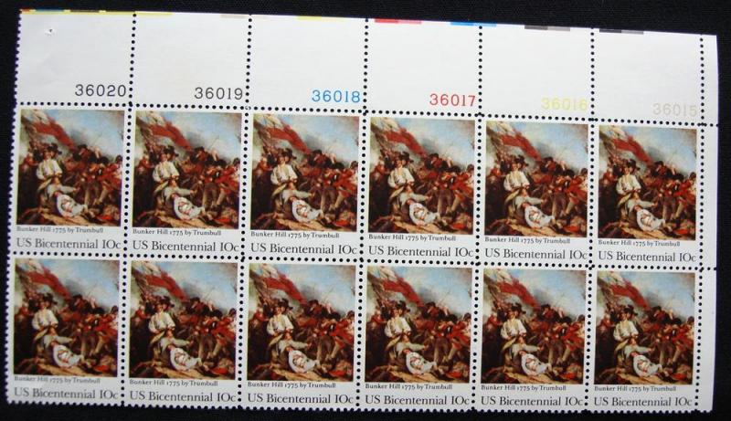 US #1564 MNH Plate Block of 12, Bunker Hill SCV $2.50 L10