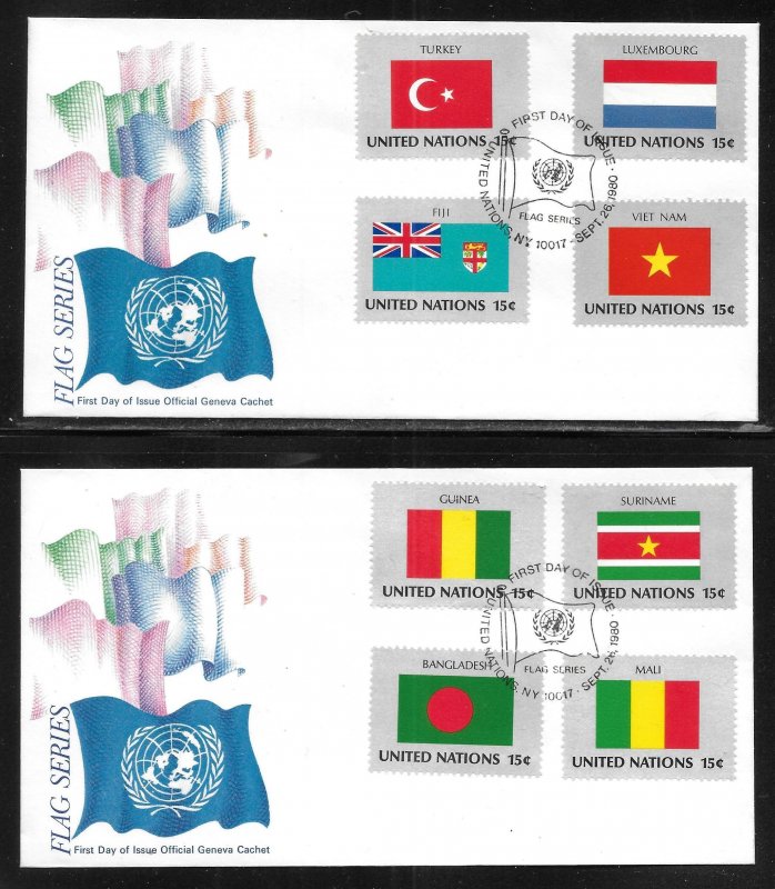 United Nations NY 325-40 1980 Flags Geneva Cachet FDC First Day Cover