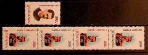 ROMANIA Sc 4187-88c NH 1V+STRIP OF 1997 - KING CAROL