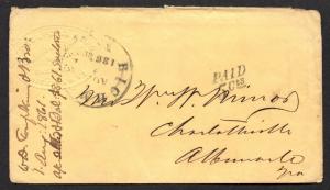 **CSA Stampless Adv Cover, Richmond, VA 1861 WD Thompkins Embossed, Paid 5cts