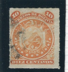 BOLIVIA; 1887 classic rouletted issue used 10c. value