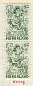 NETHERLANDS; 1949 early Child Welfare issue Mint hinged Pair 4c.