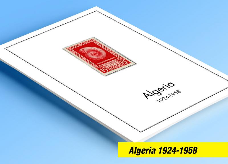 COLOR PRINTED FRENCH ALGERIA 1924-1958 STAMP ALBUM PAGES (29 illustrated pages)