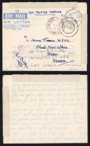 Aden Stampless 1945 Censor Cover British Fleet Mail