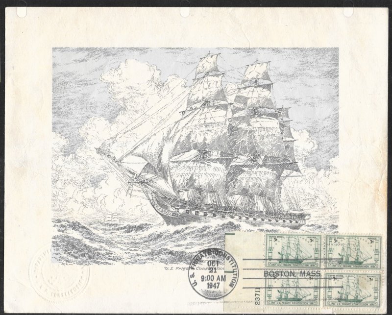 951 FDC, Frigate Constitution, Souvenir Page, Free Insured Shipping;