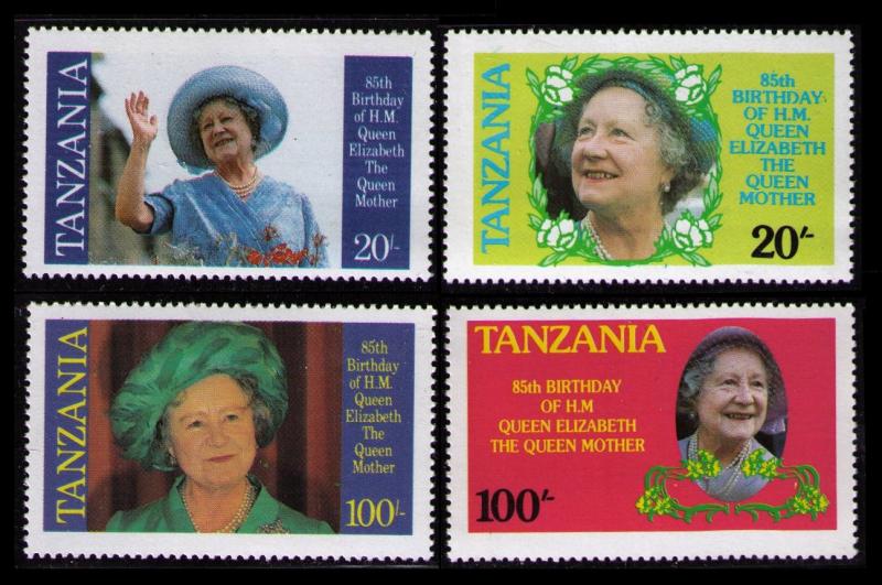 TANZANIA 1985 Sc#267-270 QUEEN MOTHER 85th BIRTHDAY CPL SET MINT NH NICE LOT