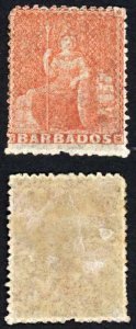 Barbados SG28 (4d) Dull Vermilion Fresh M/M Cat 350 pounds