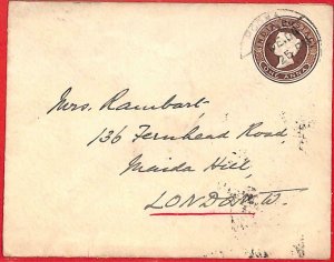 aa2418 - INDIA  - Postal History - STATIONERY COVER  H&G  # 2e 1905 Late Use!