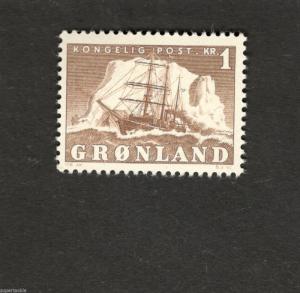 1950 Greenland SCOTT #36  Polar Ship  1 Krone MHstamp