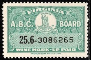 Vintage Virginia Revenue Wine Mark Up Paid Catalog #- W60 Mint