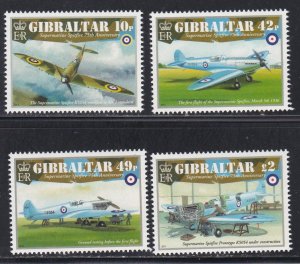 Gibraltar # 1296-1299, Spitfire Aircraft, NH, 1/2 Cat.