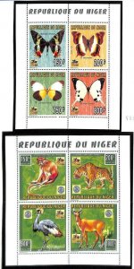 NIGER BOY SCOUTS SCOTT #883-86 & 887-890 STAMP COMPOUND SOUVENIR SHEETS MNH 1996