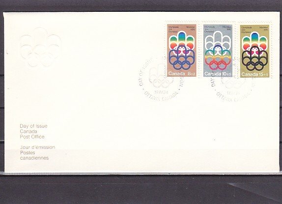 Canada, Scott cat. B1-B3. Montreal Olympics issue. First day cover. ^