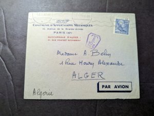 1952 Sweden Airmail Cover to Succursal Alger Applied Mechanics Company