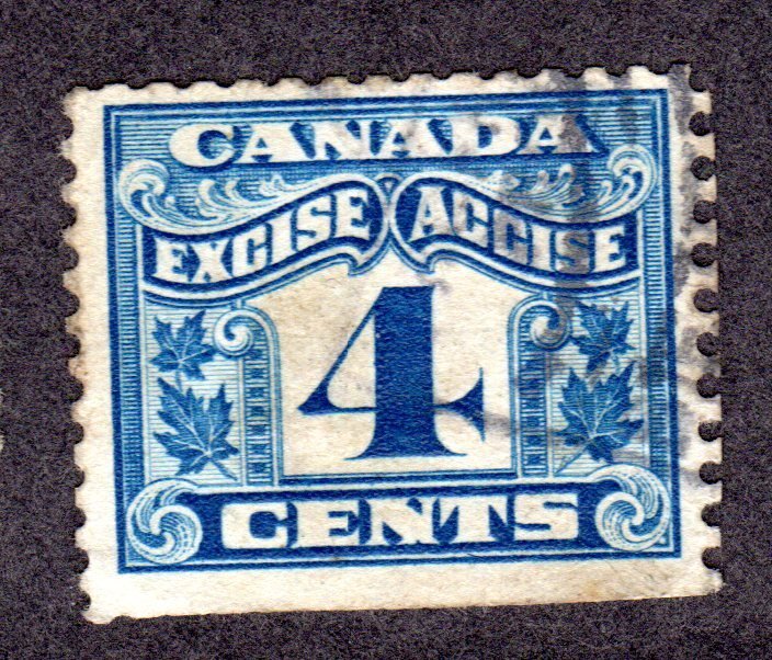 CANADA  Revenue Stamp  Excise Tax  # FX39  used  Lot 200546 -01