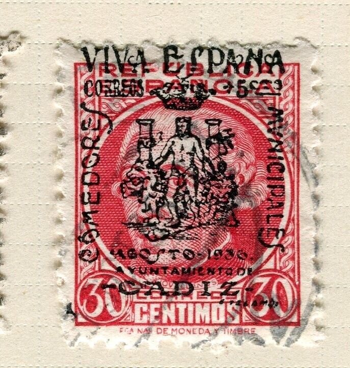 SPAIN; 1930s early Civil War period fine used Local issue, Cadiz