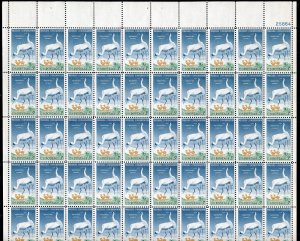 1098 Wildlife Conservation Sheet of 50 3¢ Stamps MNH 1957