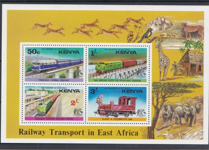 KENYA 1976 RAILWAY TRANSPORT IN AFRICA  MINI SHEET  MNH 