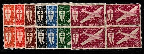 St. Pierre & Miquelon Scott C1-7 Mint NH blocks (Catalog Value $46.40)