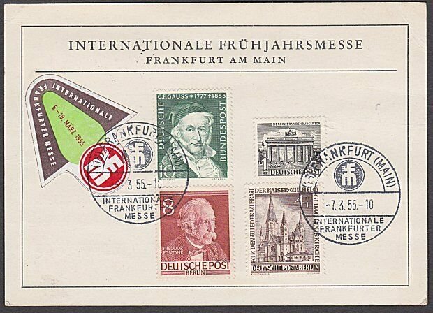 GERMANY 1955 Frankfurt International postcard - nice franking to Australia..B338