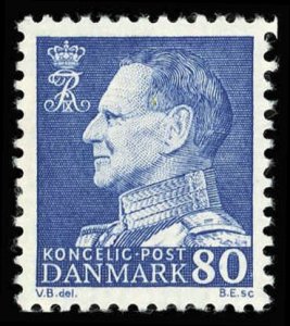 DENMARK Sc 419 XF/MNH - 1965 80o - King Frederik IX