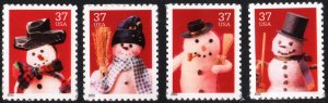 SC#3676-79 32¢ Snowmen Singles (2002) SA