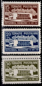 TURKEY Scott 1000-1002 MH* 1949 Istanbul fair set