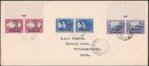 BASUTOLAND 1946 cover Maseru to Natal with Victory set in pairs............B4094
