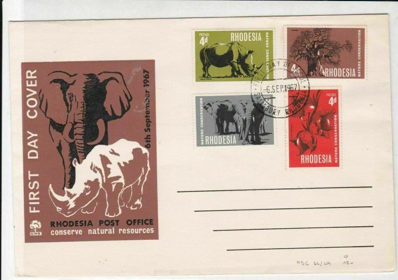 rhodesia 1967 conserve natural resources fdc stamps cover ref 20649