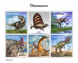Guinea-Bissau - 2019 Dinosaurs - 5 Stamp Sheet - GB190702a 