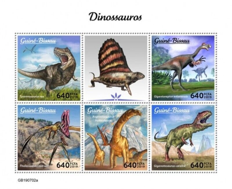 Guinea-Bissau - 2019 Dinosaurs - 5 Stamp Sheet - GB190702a