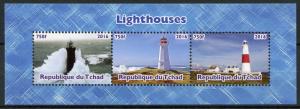Chad Lighthouses Stamps 2016 MNH Architecture Lighthouse 3v M/S