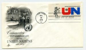 1419 United Nations 25th Anniversary, ArtCraft, 'use zip code' tab single FDC