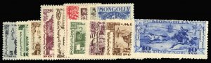 Mongolia #62-74 Cat$89.45, 1932 1m-10t, complete set, hinged