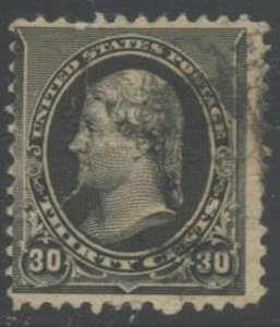 US Sc#228 1890 30c Jefferson ABN Small Size Used with Faults