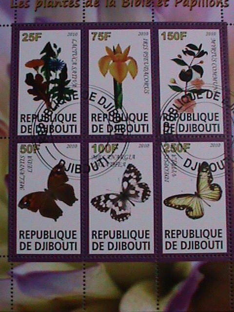 ​DJIBOUTI-2007- WOLRLD FAMOUS LOVELY BUTTERFLIES & FLOWERS CTO SHEET VF-NO.5