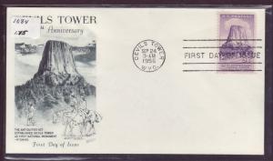 U.S. 1084 Devils Tower 1956 Fleetwood U/A FDC  L46